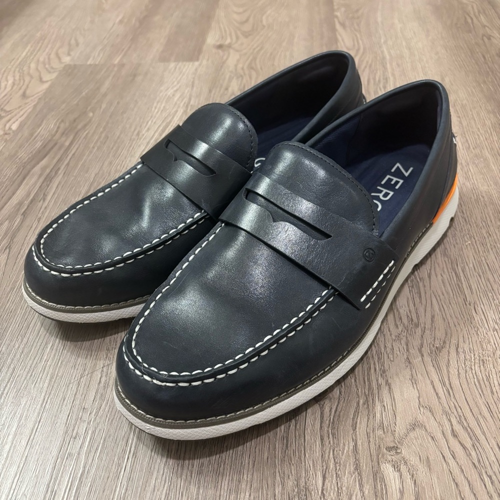 Cole Haan 4.ZEROGRAND Leather Loafers Navy Blue C34404 Men’s 11.5 Wide - Picture 4 of 9